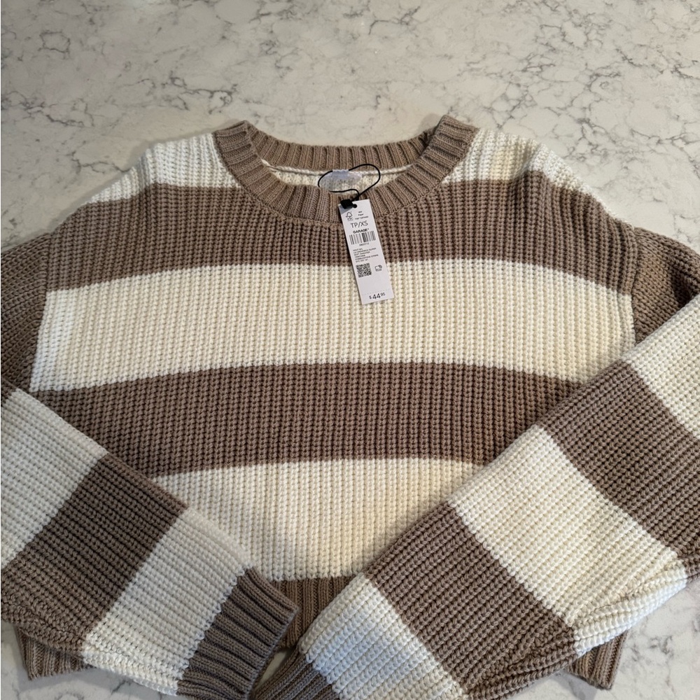 Striped Brown and White Sweater